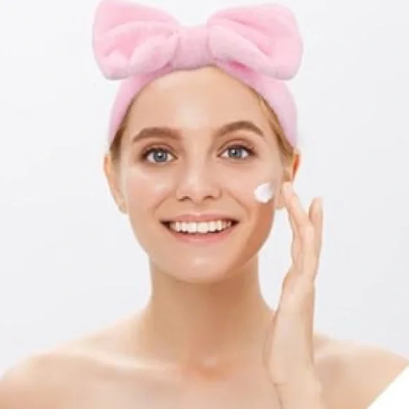 NEW Lot of 2x [Studio Dry] Cosmetic Headband w/ Removable Bow Soft Pink One Size - Picture 2 of 8
